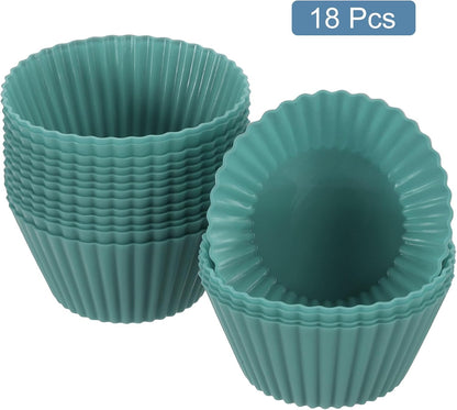 uxcell 18Pcs Silicone Cupcake Liners, Non-Stick Baking Cups, for Cooking Eggs, Baking Muffins and Make a Cake(Pink)