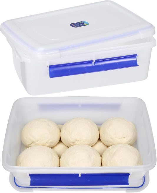 2 Pack Pizza Dough Proofing Box Pizza Dough Container with Snap-on Lids, Bread Proofing Tray Pizza Storage Container for Refrigerator Kitchen Prep Countertop Use Home Bakers