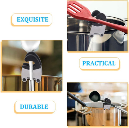 Stainless Steel Pot Side Clamp Spoon Holder 4pcs