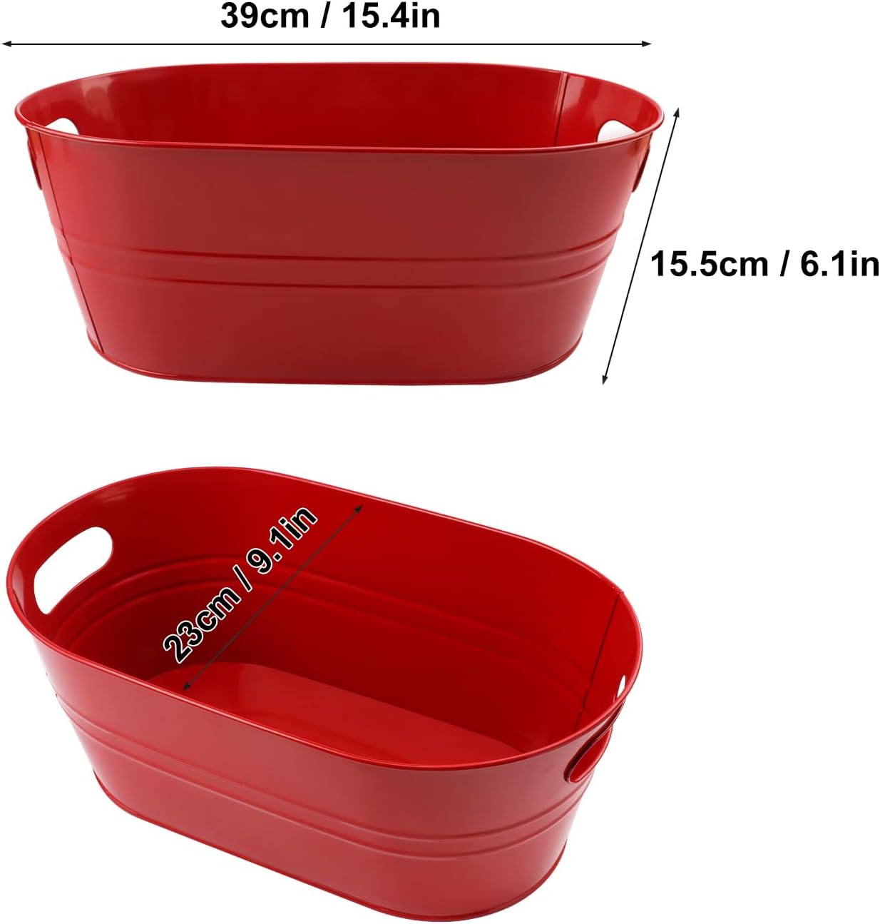 3 PCS 15.3 x 9 x 6 inches Black Metal Galvanized Tub with Handles, 3 Gallon Galvanized Beverage Tubs for Parties, Large Metal Drink Ice Buckets for Beer, Wine, Cocktails & Outdoor Events