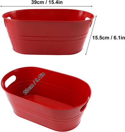 3 PCS 15.3 x 9 x 6 inches Black Metal Galvanized Tub with Handles, 3 Gallon Galvanized Beverage Tubs for Parties, Large Metal Drink Ice Buckets for Beer, Wine, Cocktails & Outdoor Events