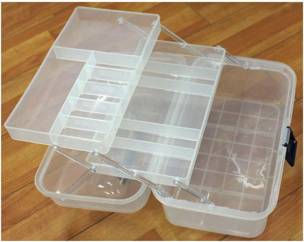 BIN BUDDY 3-Layer Stackable Clear Plastic Boxes | Removable Dividers | 5.75" (14.6 cm) x 5.75" (14.6 cm) x 5" (12.7 cm) | Ideal for Craft & Garage Organizing