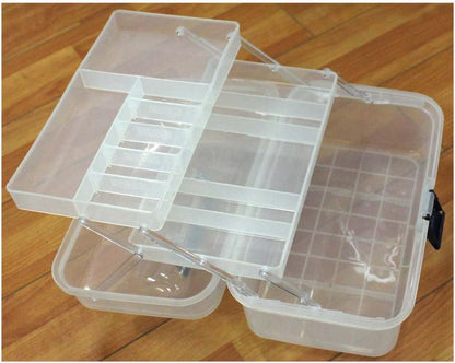 BIN BUDDY 3-Layer Stackable Clear Plastic Boxes | Removable Dividers | 5.75" (14.6 cm) x 5.75" (14.6 cm) x 5" (12.7 cm) | Ideal for Craft & Garage Organizing