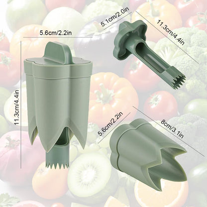 Pepper Seed Corer Remover, 2 in 1 Bell Pepper Cutter Pepper Porer Seed Remover Tool, Pepper Deseeder Bell Pepper Corer Tool Pepper Cutter for Vegetables Kitchen Gadget (Green)