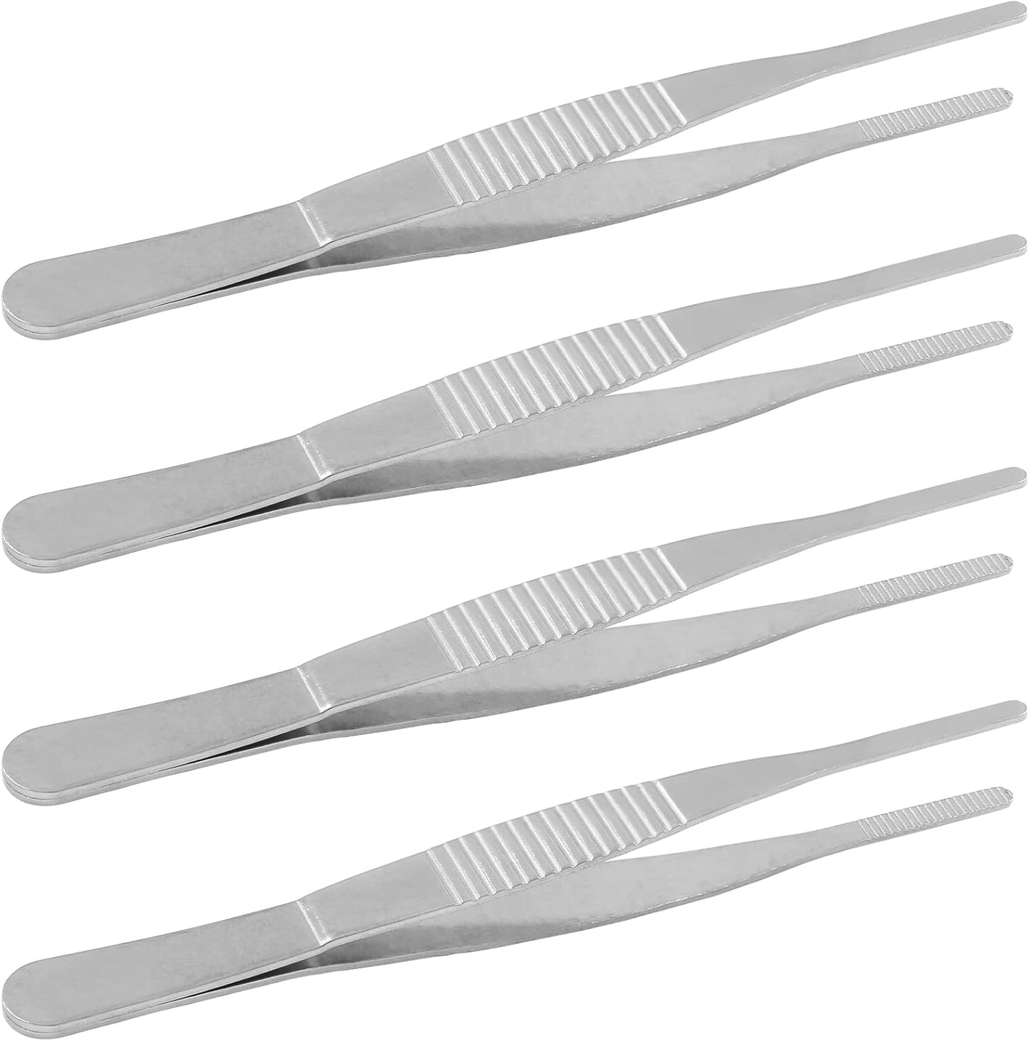 Bonsicoky 3Pcs Stainless Steel Tweezer Set (8" 10" 12"), Long Tweezers with Precision Serrated Straight Tips, Non-slip Multitool Tweezer for Cooking, Repairing, Medical, Garden