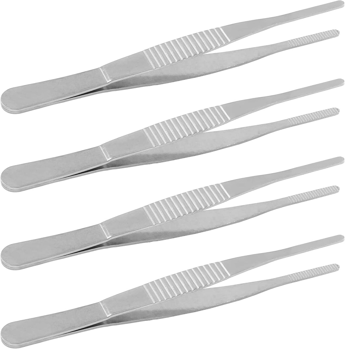 Bonsicoky 3Pcs Stainless Steel Tweezer Set (8" 10" 12") | Long Tweezers, Precision Serrated Straight Tips, Non-slip, For Cooking, Repairing, Medical, Garden