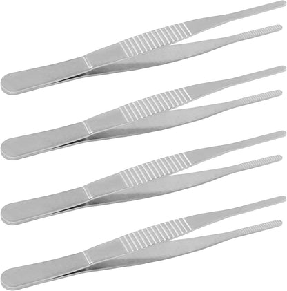 Bonsicoky 3Pcs Stainless Steel Tweezer Set (8" 10" 12") | Long Tweezers, Precision Serrated Straight Tips, Non-slip, For Cooking, Repairing, Medical, Garden