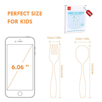 Lehoo Castle 6 Pieces Toddler Utensils, Kids Silverware for 2 3 4 Years Old, Stainless Steel Fork and Spoon Set with Plastic Handle, Safe Toddler Cutlery (Dinosaur)