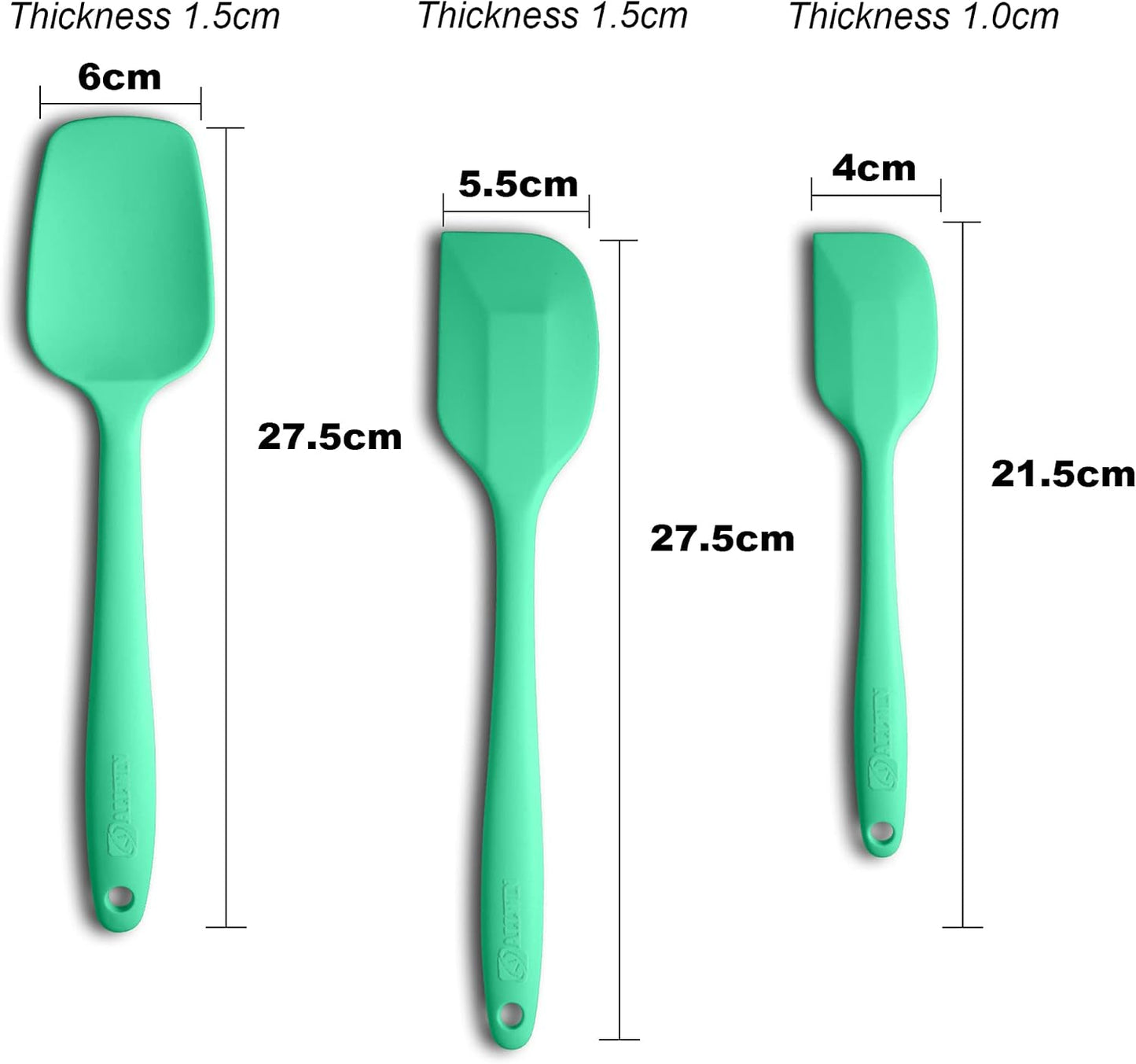 Silicone Spatula 3-piece Set, Ergonomic Handle High Heat-Resistant Spatulas, Non-stick Rubber Spatulas with Stainless Steel Core, Black