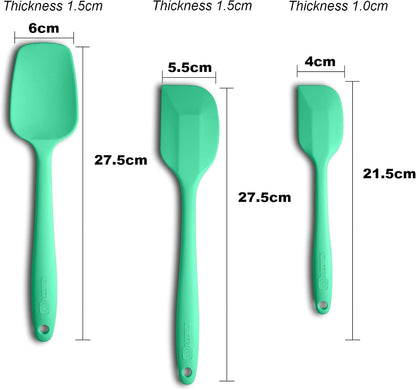 Silicone Spatula 3-piece Set, Ergonomic Handle High Heat-Resistant Spatulas, Non-stick Rubber Spatulas with Stainless Steel Core, Black