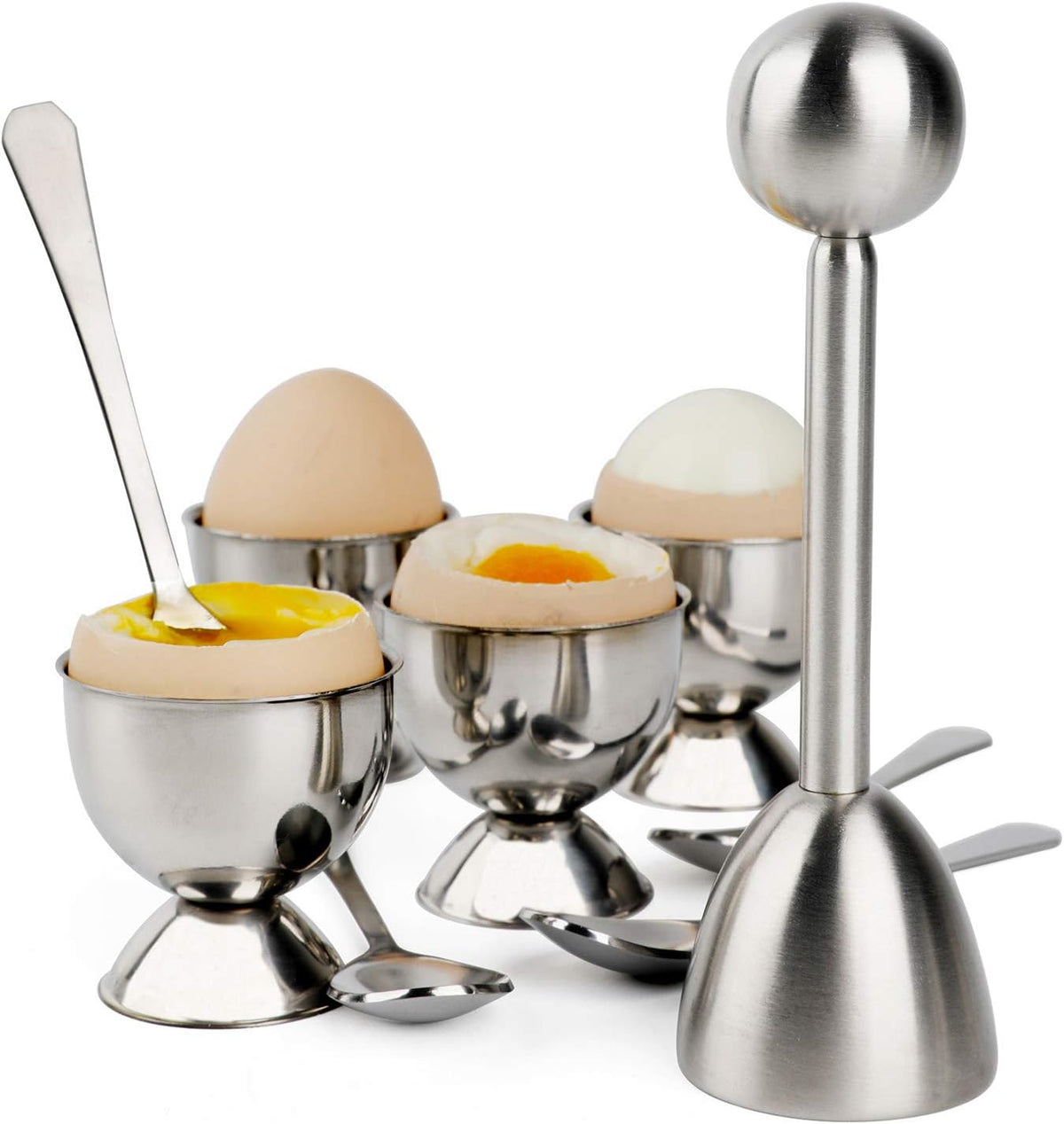 Egg Cracker Topper Cutter for Soft Hard Boiled Eggs Separator Holder Set