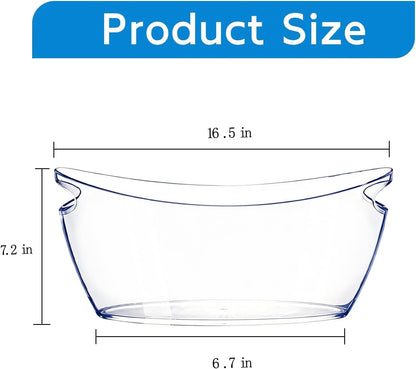Clear Ice Bucket 4 Pack, 4L Acrylic Ice Buckets for Parties - Beverage Tub for Champagne, Beer, Wine Bottles, Large Drink Cooler Bin for Home or Commercial Use