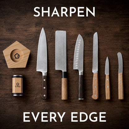 CINQ Rolling Knife Sharpener Kit, 3 Diamond Grits, 5 Angles, Hone