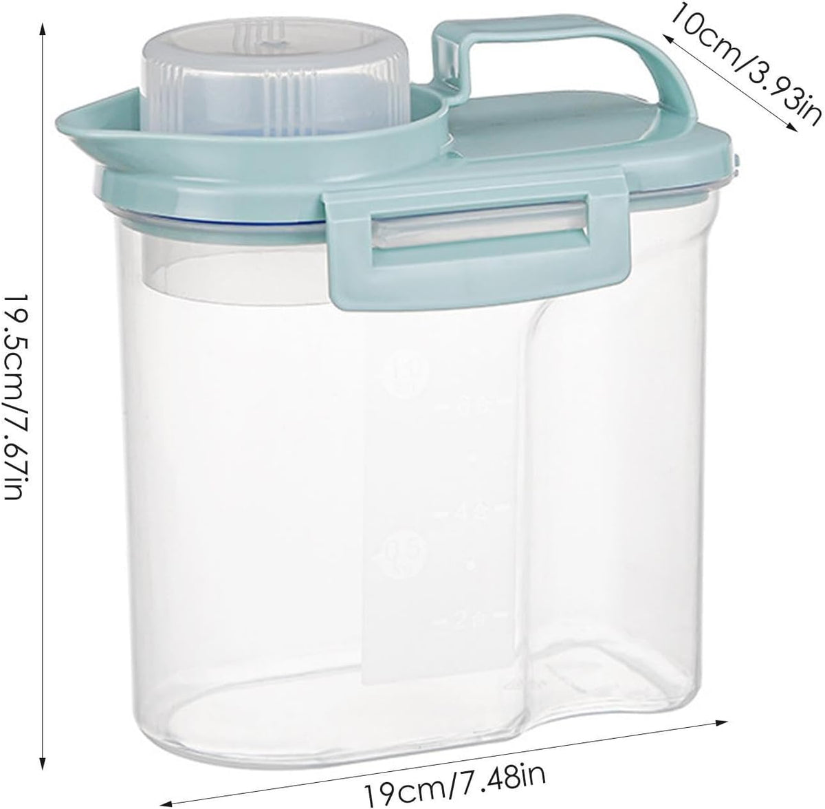 5.5lbs Clear Food Dispenser Container - Airtight Rice Storage Barrel With Handle And Dustproof Measuring Cup, Large Capacity Bin For Soybeans, Grains, Oats, Flour, Lentils, Pasta, Pet Food