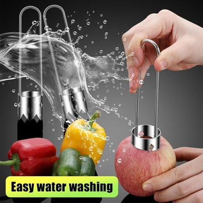 Fruit and Vegetable Corer Tool, Red Bell Pepper Seed Corer, Stainless Steel Apple Core Remover with Ergonomic Handle