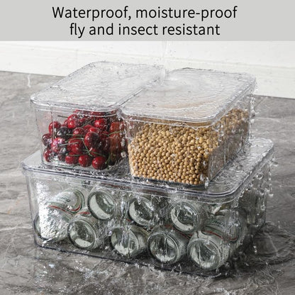Clear Storage Bins With Lids,4 Packs Food Storage Organizer,Stackable Kitchen Cabinet,Bathroom Basket,Fridge Organization.Pantry Transparent Containers For Fruits,Drinks
