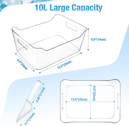 Ice Buckets for Parties, YOPIKUU 2 PCS Thickened Beverage Tub with Scoops, Large Clear Acrylic Champagne Bucket for Beverage, Wine, Beer, Mimosa Bar Supplies