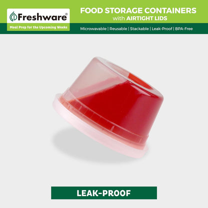 Freshware Food Storage Containers with Lids [60 Pack 8, 16, 32 oz, 20 sets each size] Plastic Deli Containers, Meal Prep Containers, Microwave and Freezer Safe, Stackable, Leakproof, BPA Free, Clear