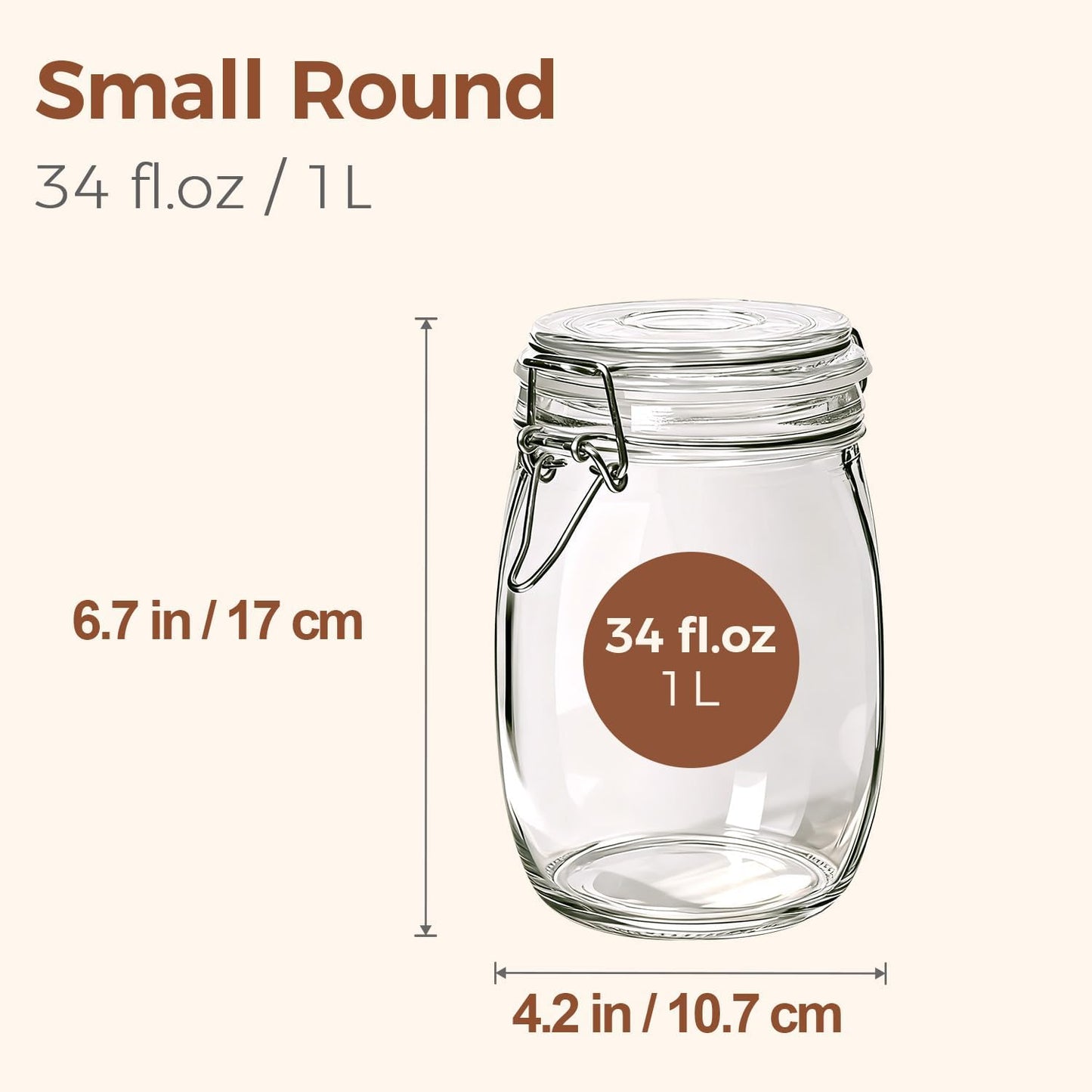 ComSaf 6-Pack 17oz Short Glass Jars for Drawers, Small Airtight Food Canisters for Spices, Nuts & Kids Snacks, Pint Sized Canning Jar Set for Jams, Pickles & Pantry Organization