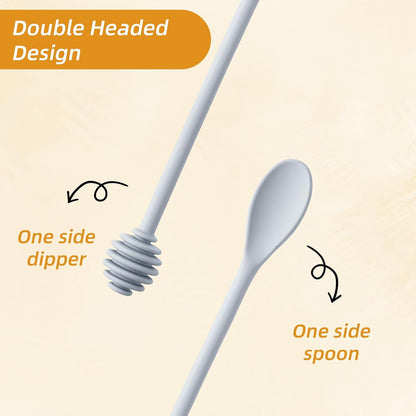 Mabor 2Pcs Silicone Honey Dipper Sticks,Grey Long Handle Syrup Stirrer Wand