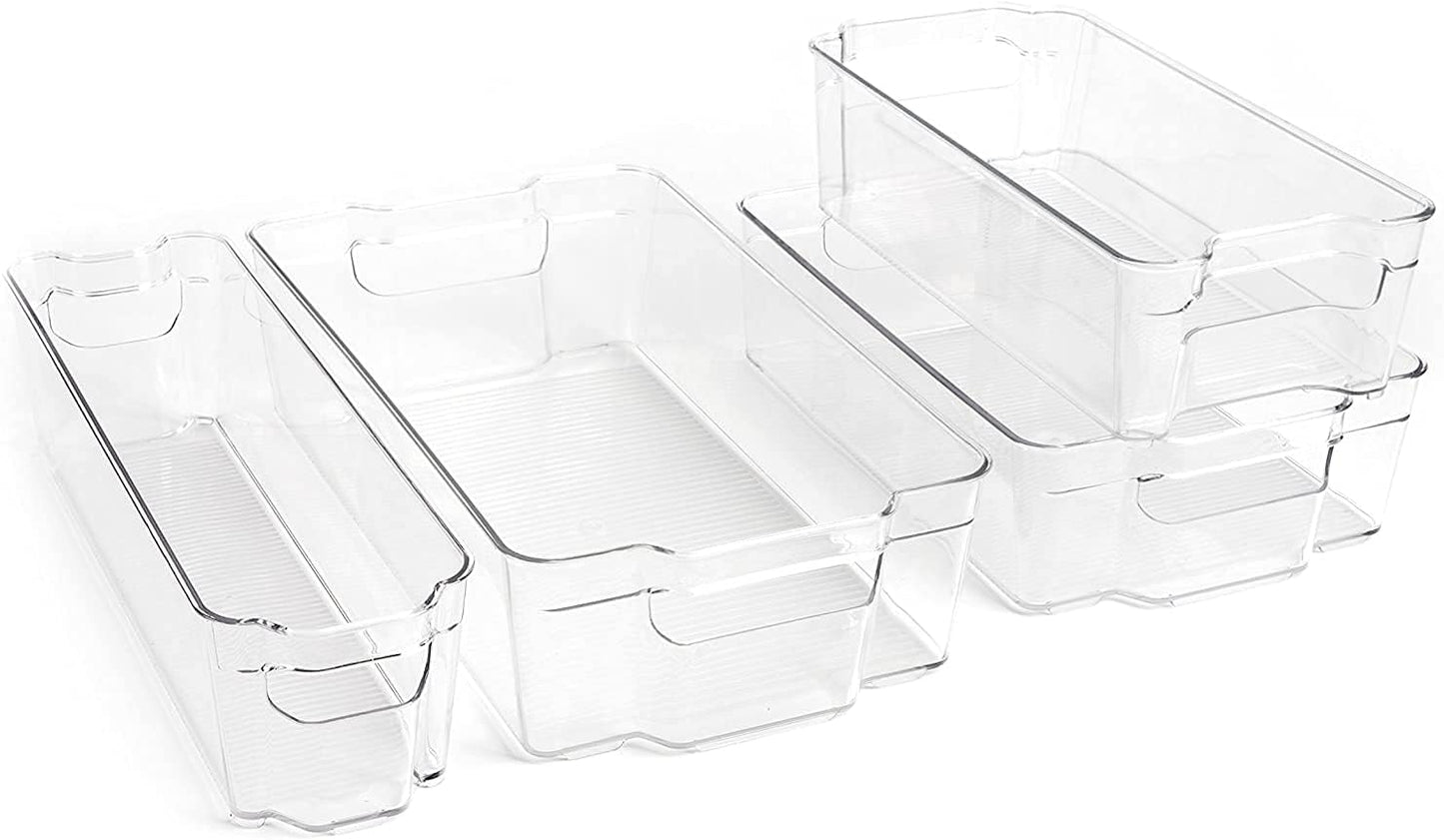 Dial Industries, Inc.Fridge, Kitchen Pantry Stackable Organizer Bins, Set of 4, Assorted Sizes