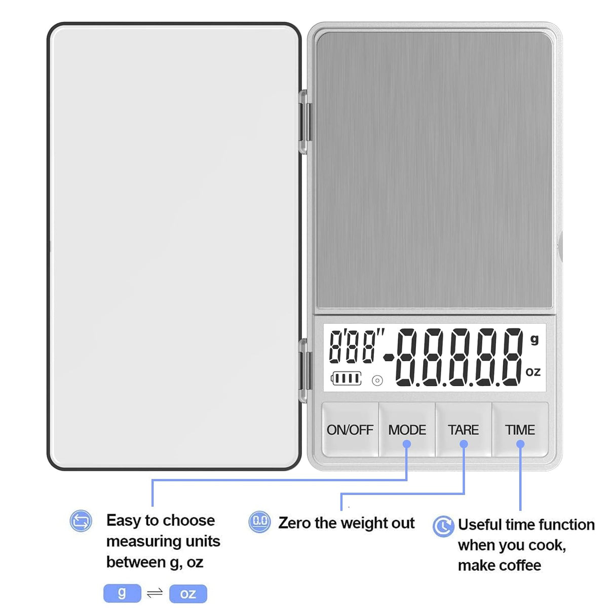 WEIGHTMAN Espresso Scale with Timer 1000g x 0.1g, Small Thin Coffee Scale