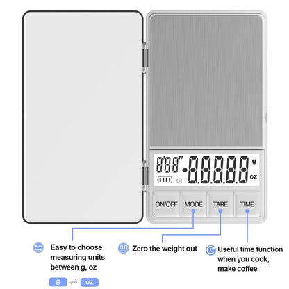 WEIGHTMAN Espresso Scale with Timer 1000g x 0.1g, Small Thin Coffee Scale