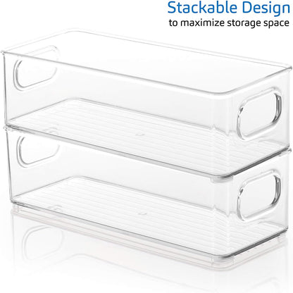 STORAGEBUD Fridge Organizer - 14 Piece Refrigerator Organizer Bins - Stackable Freezer Organizer - Clear Refrigerator Organizer - Acrylic Fridge Bins, (VDS-SB-BIN-14SET)