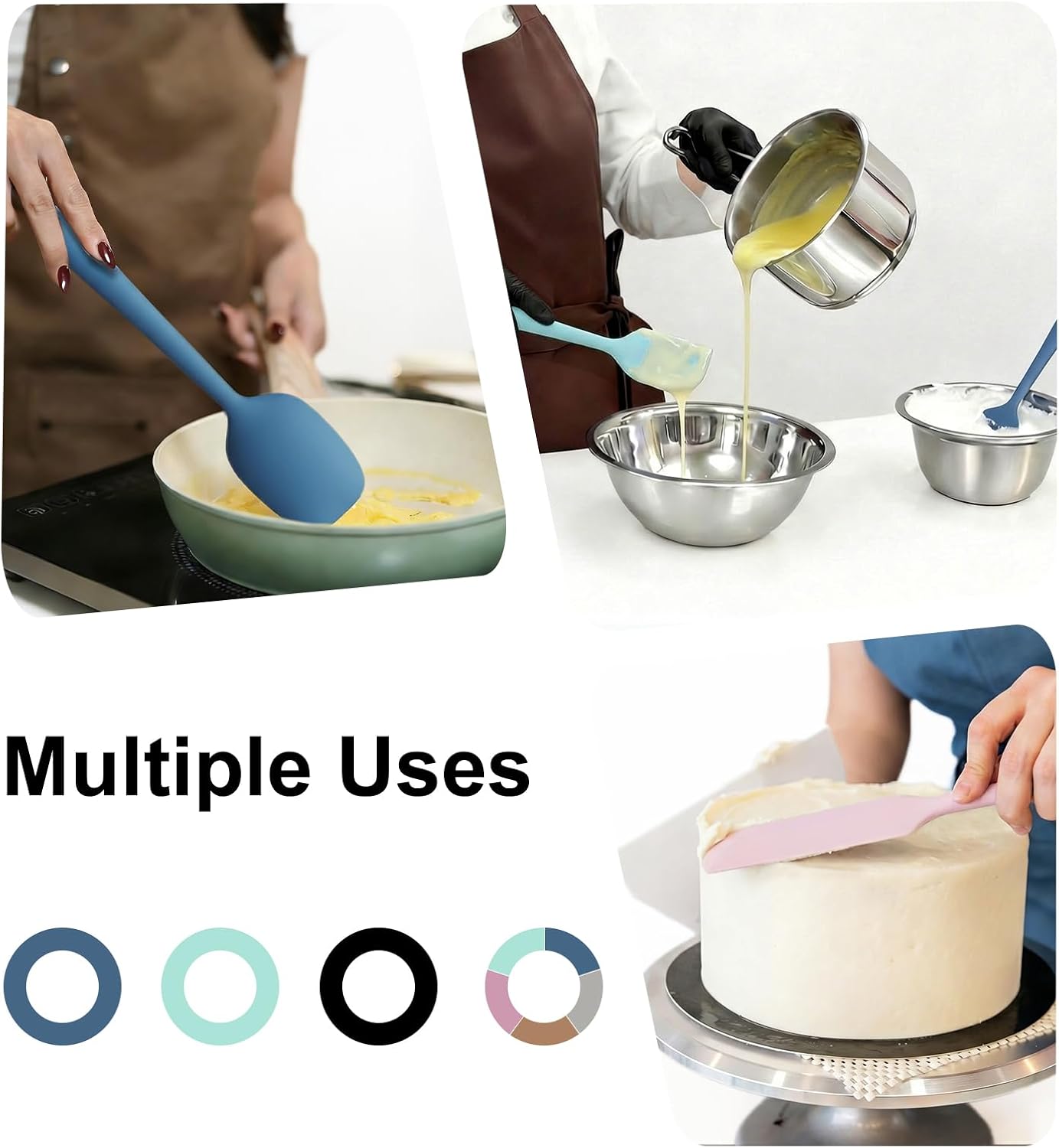 Redfly Silicone Spatula Set, 5 Piece Food Grade Silicone Cooking Utensils Set, Rubber Spatula Heat Resistant Nonstick for Baking, Cooking, Kitchen Utensils Dishwasher Safe Multicolor