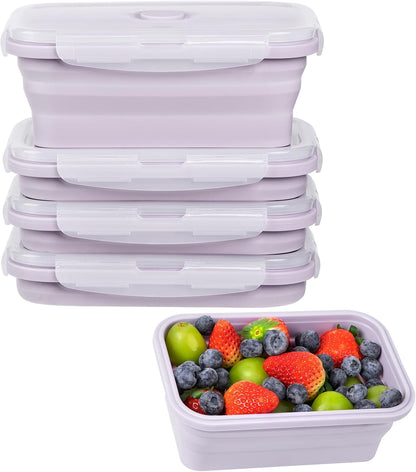Large Silicone Food Storage Containers 68oz/2000ml 4 Pack | Collapsible Meal Prep Containers, Airtight Leakproof Lid, Containers for Camping, Microwave Freezer Dishwasher Safe