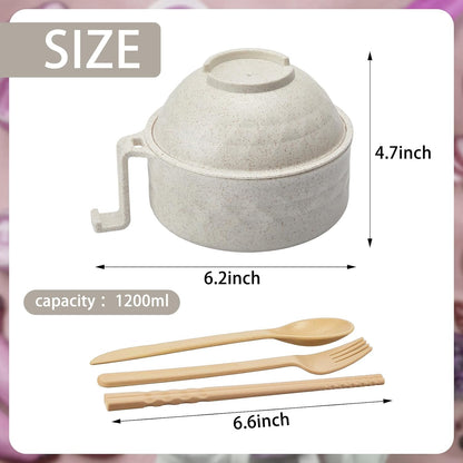 2 Sets 40 oz Microwave Ramen Bowl with Handles, Yellow,Orange
