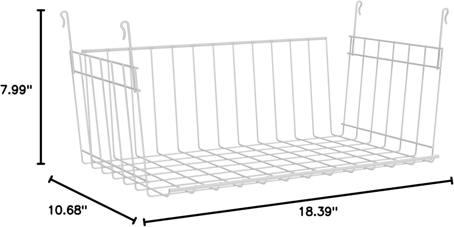 ClosetMaid Wire Hanging Shelf Basket for Storage, Organization in Closet or Pantry, No Assembly or Installation, Durable, White