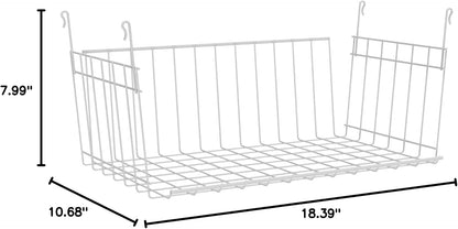 ClosetMaid Wire Hanging Shelf Basket for Storage, Organization in Closet or Pantry, No Assembly or Installation, Durable, White