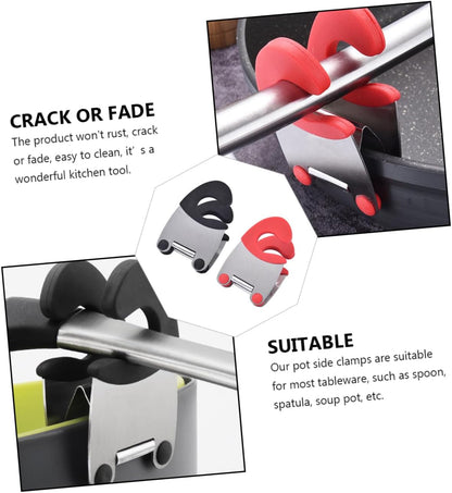 4pcs Stainless Steel Pot Side Clips Spoon Holder Anti-scalding
