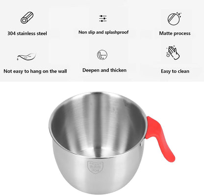 Stainless Steel Mixing Bowl, Non Slip Mixing Bowls with Handle and Pour Spout for Kitchen Egg Whisking Salad Serving Baking Cooking (3600ML)