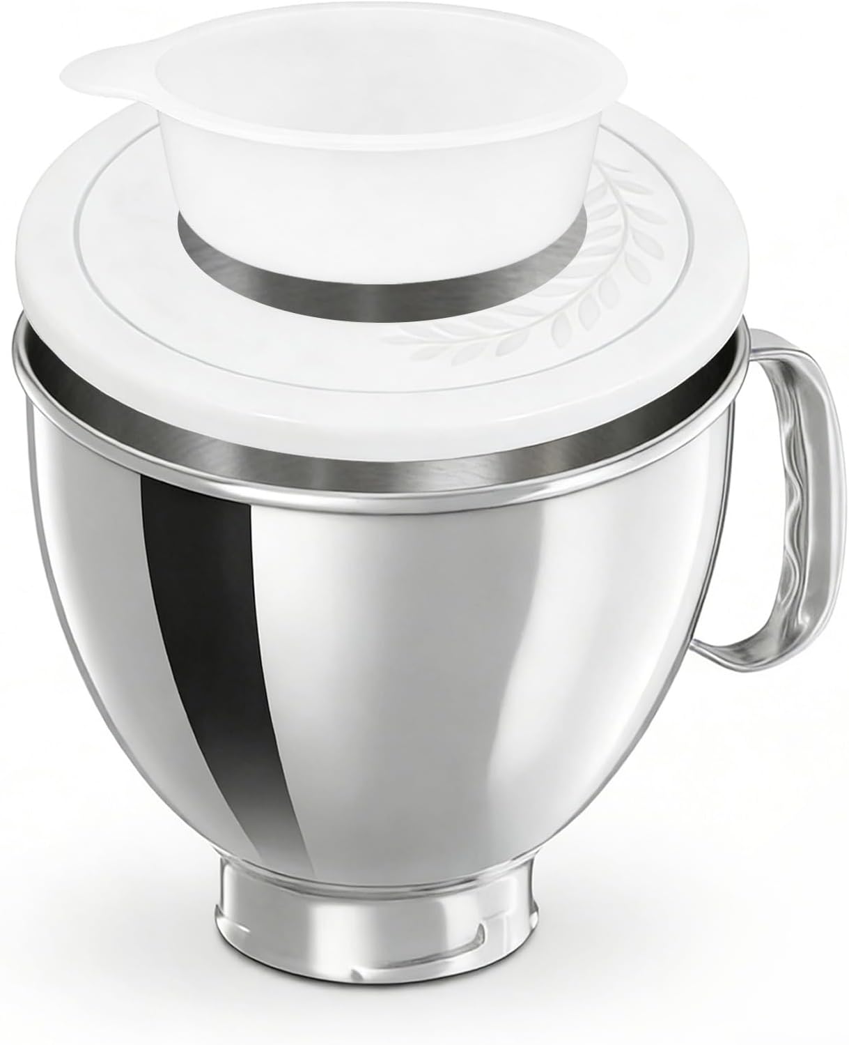 5 Quart Stainless Steel Mixing Bowl With Handle and Lid - Compatible with KitchenAid 4.5-5 QT Tilt-Head Stand Mixers (Classic & Artisan Series), Replacement Bowl for Models K45, K45SS, KSM150, KSM75