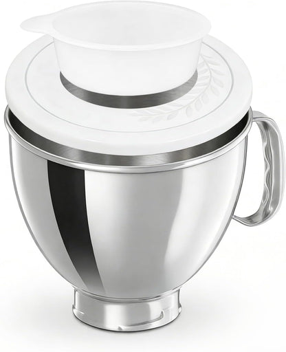 5 Quart Stainless Steel Mixing Bowl With Handle and Lid - Compatible with KitchenAid 4.5-5 QT Tilt-Head Stand Mixers (Classic & Artisan Series), Replacement Bowl for Models K45, K45SS, KSM150, KSM75