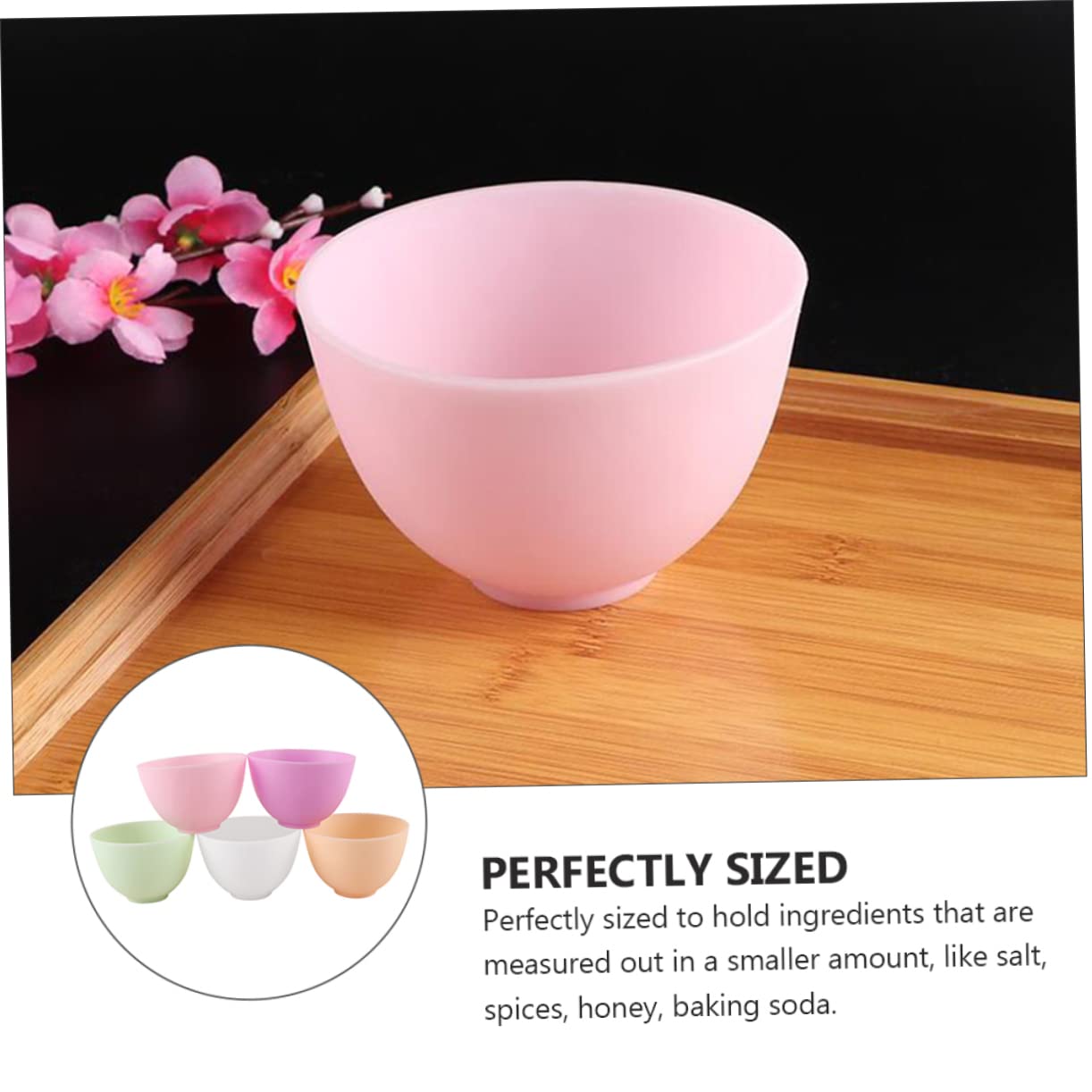 5 Pcs Odorless Anti-Drop Silicone Mixing Bowl Set 10.5x7cm Home Use Prep Measuring Bowls for DIY Facial Masks and Cooking