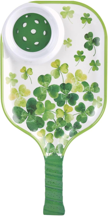 UPware Watermelon Melamine Chip and Dip Snack Tray, Summer Fruit Pickleball Paddle Shape Platter for Chips, Salsa, Fruits, and Appetizers, 15.75 x 8 Inch