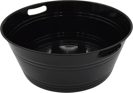 17.50" x 17.50" x 7.00"Reusable Washable Round Party Tub, Plastic, Black