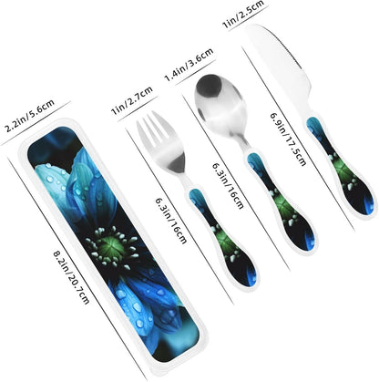3-Piece Kids Silverware Set With Storage Case, Stainless Steel Reusable Children Safe Knife Spoon Fork Set Shih Tzu Dog Children Flatware Set For Kids Lunch Box
