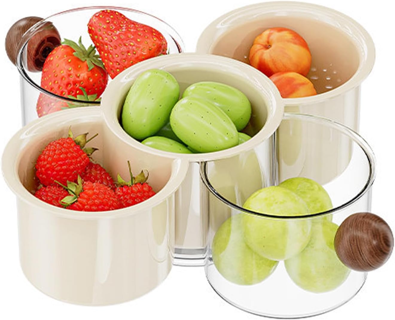 360° Rotating Fruit and Vegetable Storage Box, Vegetable and Fruit Plate, Double-Layered Storage with Water Drainage, nut Storage Box (8.27Inch)