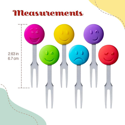 Cocktail Forks, 6-Piece Appetizer Forks, Cat Shapes, Stainless Steel and Silicone Small Forks for Fruits, Cheese, Appetizers
