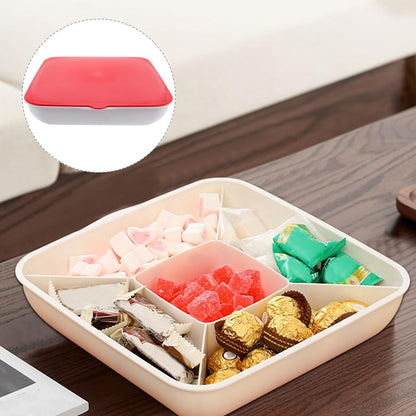 2-piece Snack Tray Organizer Divided Serving Tray Lid Fruit Plate Storage Box for Nuts Snack Plates Veggie