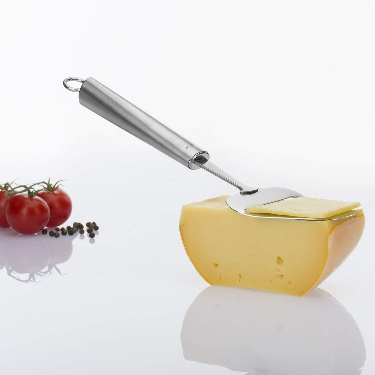 Westmark Stainless Steel Cheese Slicer – Multi-functional German Cheese Slicer, Handheld Hard & Semi-Hard Cheese Cutter, Adjustable Cheese Shaver, Ergonomic Handle, Dishwasher Safe, Red/Black