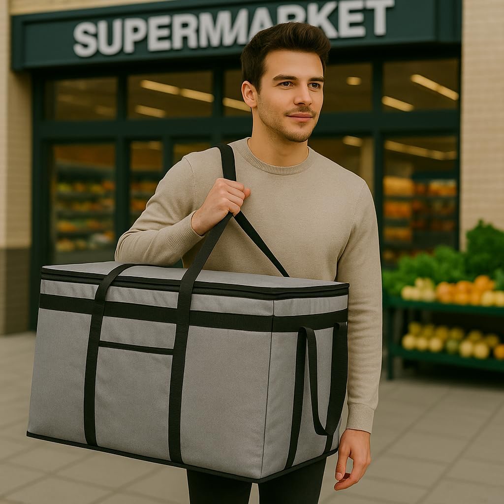 musbus Extra large XXXL Insulated Food Delivery Bag Cooler Bags Keep Food Warm Catering Therma Catering Bag for doordash 22x14x13 Cooler Bags Therma Shopper hot warming RED Pizza BLACK
