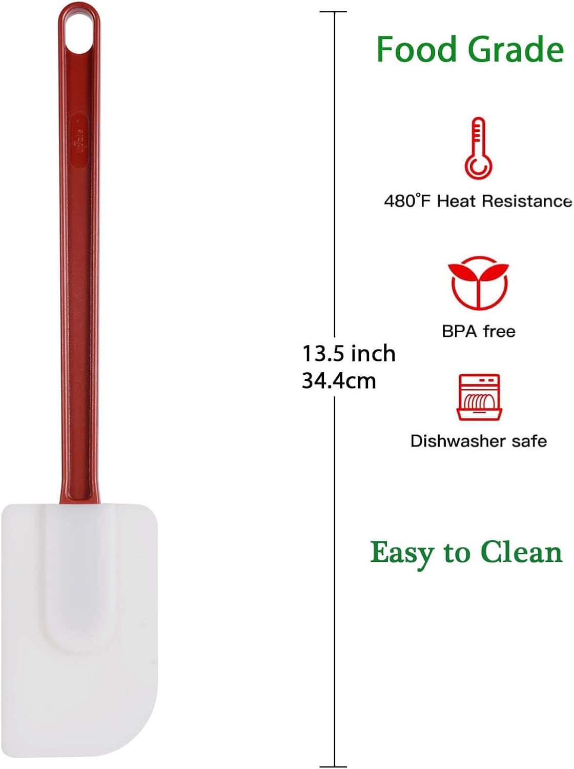 3 PCS Commercial Grade Heat Resistant Silicone Spatulas, 9.5-Inch Rubber Spatulas for Baking, Nonstick & BPA-Free