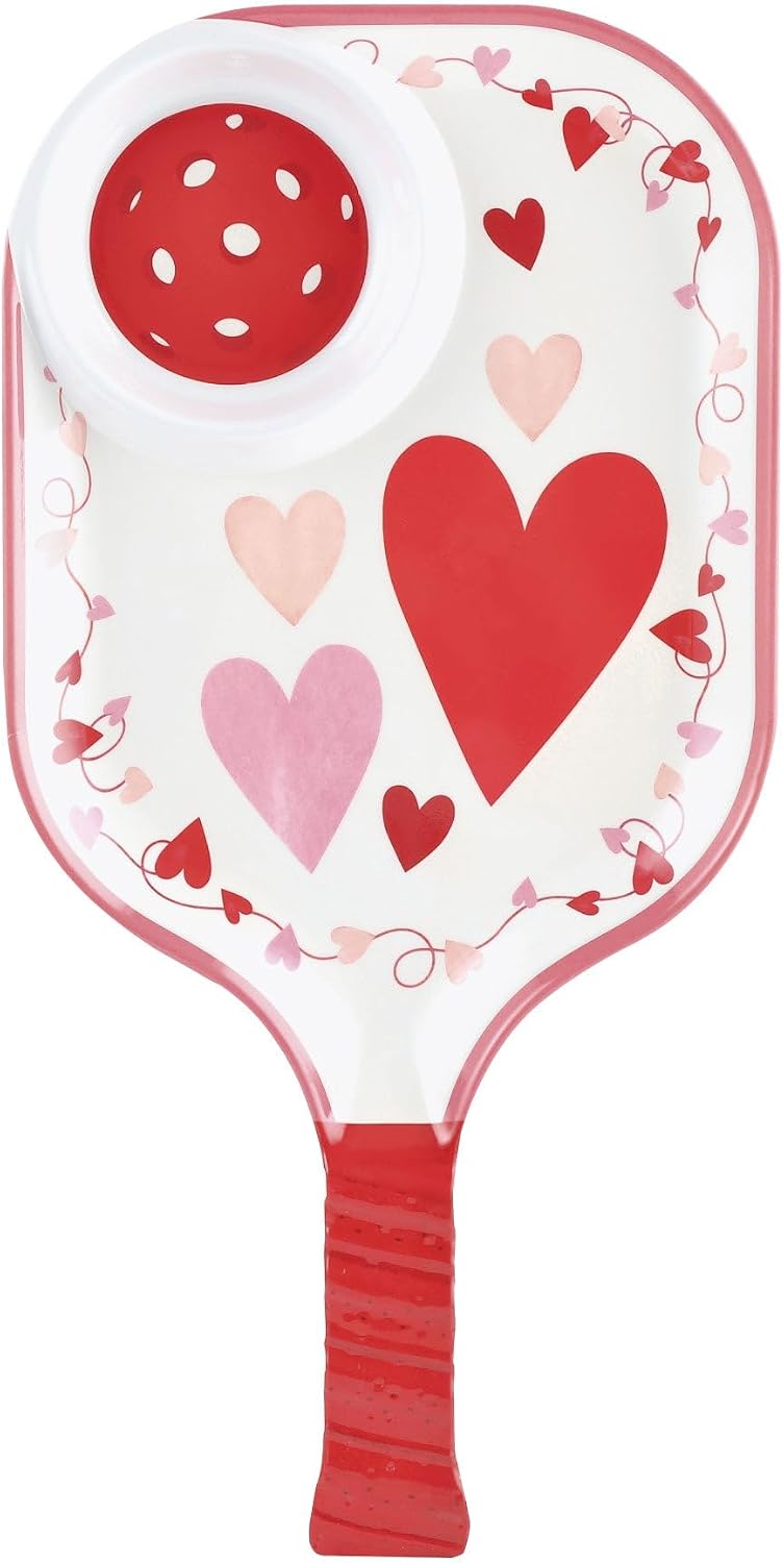 UPware Watermelon Melamine Chip and Dip Snack Tray, Summer Fruit Pickleball Paddle Shape Platter for Chips, Salsa, Fruits, and Appetizers, 15.75 x 8 Inch