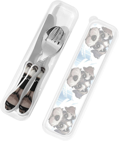 3-Piece Kids Silverware Set With Storage Case, Stainless Steel Reusable Children Safe Knife Spoon Fork Set Animal Cartoon Owls Cute Children Flatware Set For Kids Lunch Box