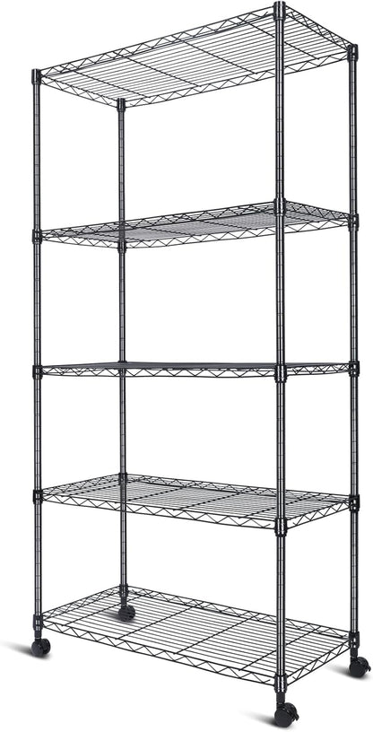 Whitmor 2-Wire Shelving Unit, Metal Storage Shelves, Stacking Shelf with Basket, Easy Assembly Home Organizer for Pantry, Kitchen, Garage, Plant